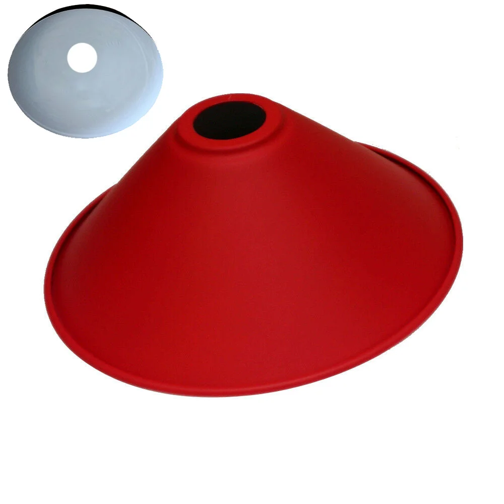 22cm red metal lampshade with white interior, easy fit design for 60W ceiling light in living room decor