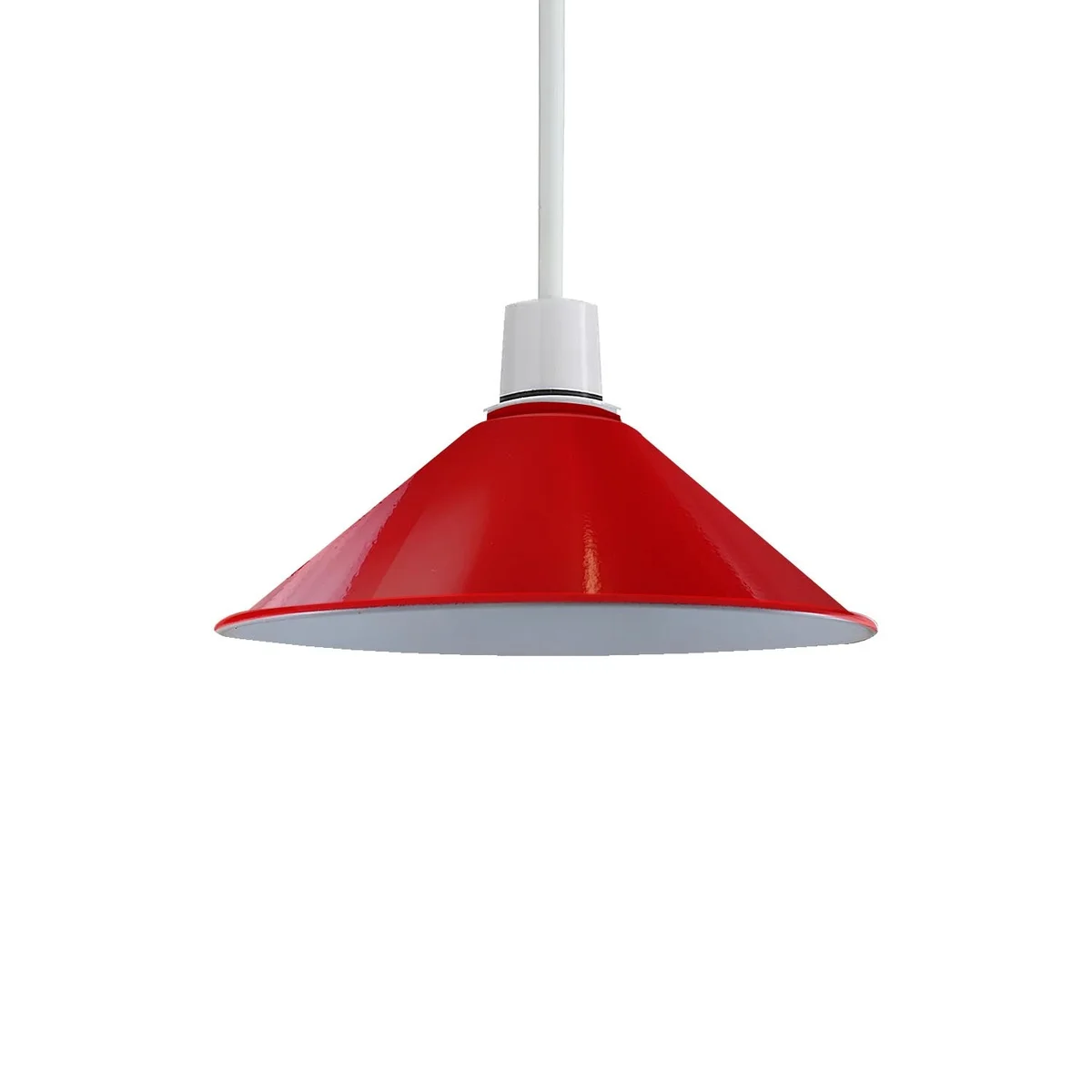 22cm red rustic metal lampshade with white interior, easy fit ceiling light for living room decor
