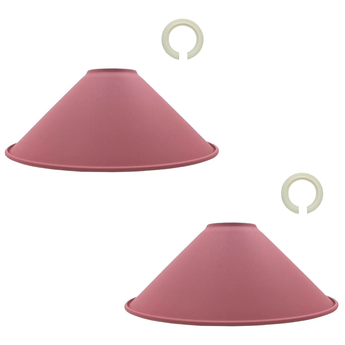 Pink metal cone-shaped industrial style lampshade with easy fit design, suitable for indoor wall mounting