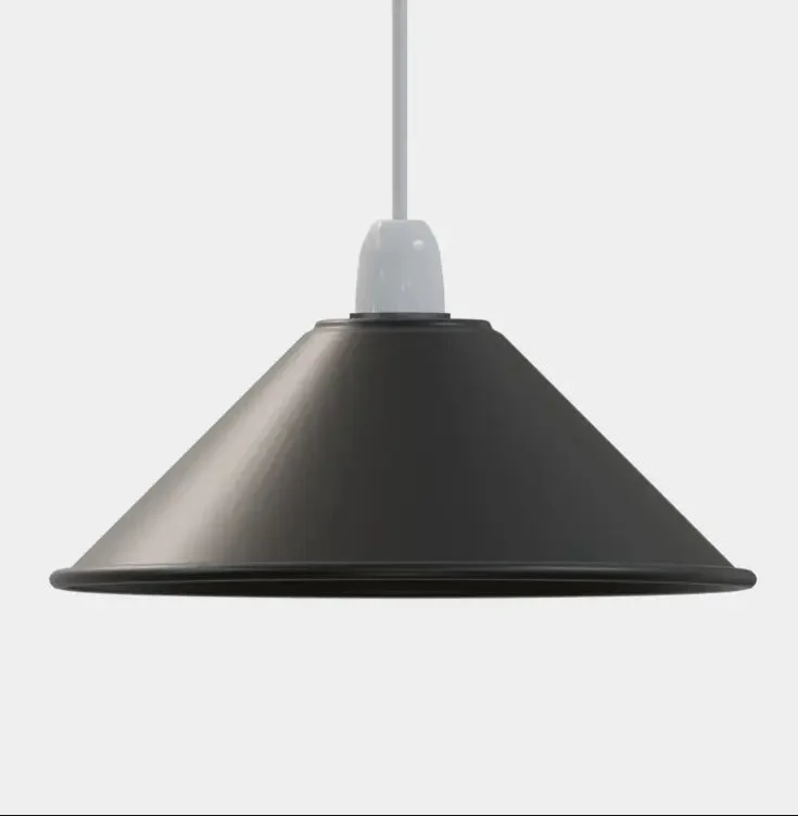 Green metal cone lamp shade with modern vintage design, easy-fit for E27 bulbs, durable metal construction