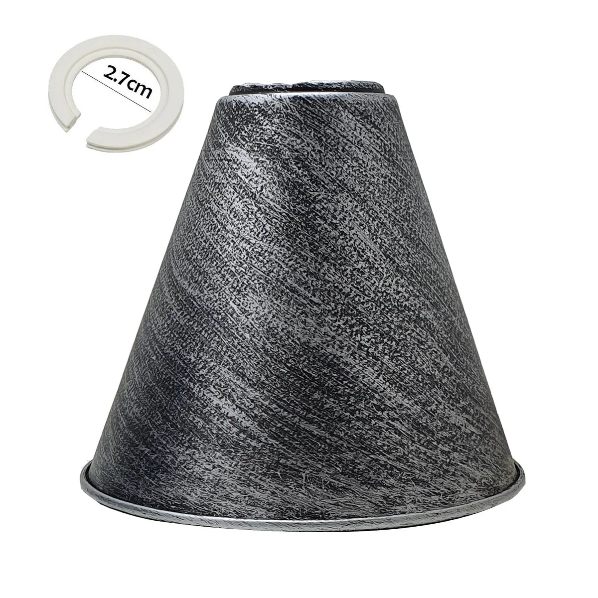 Modern ceiling pendant lampshade with rustic brushed metal cone design in black, easy fit for ceiling pendant light fixtures