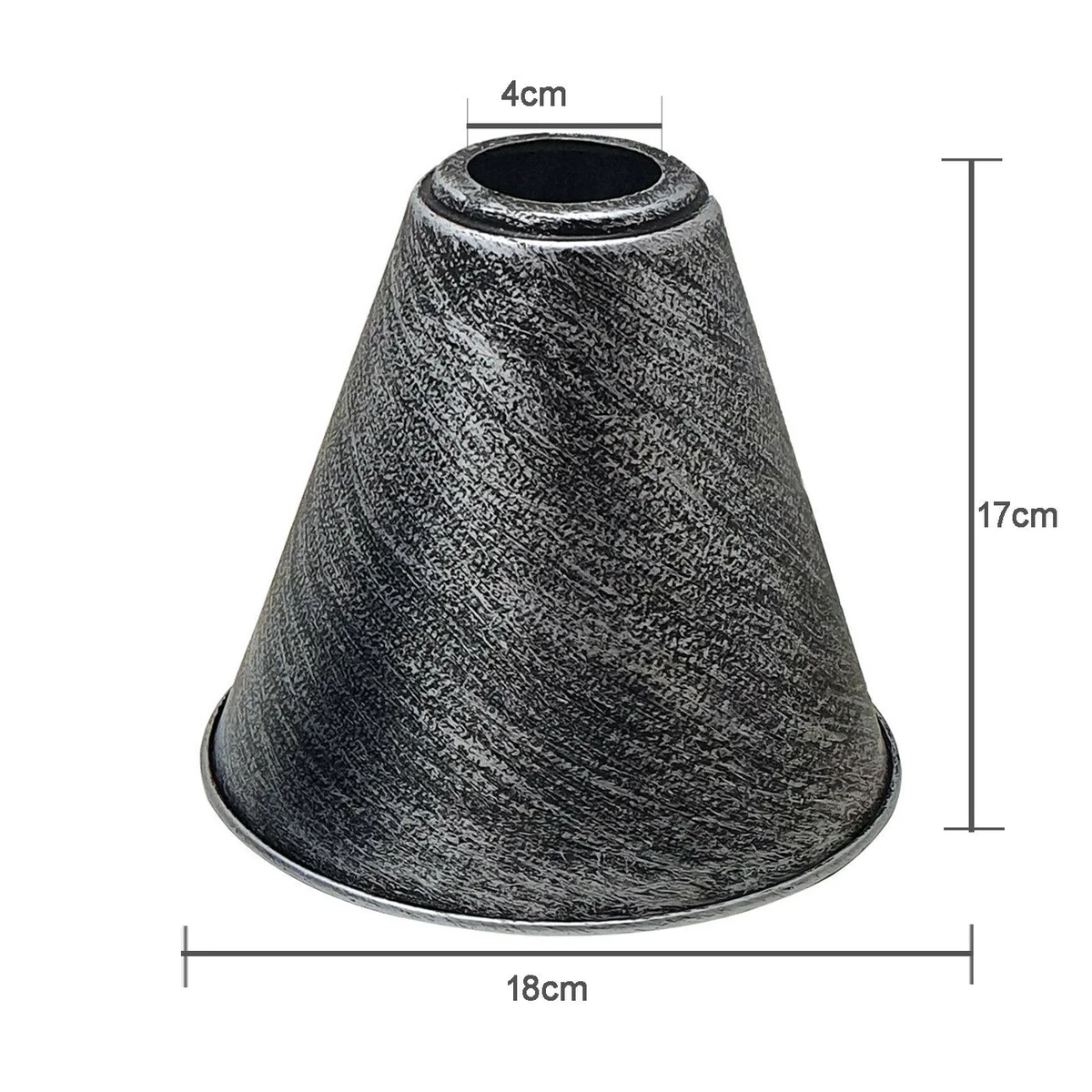 Rustic red cone-shaped easy fit ceiling pendant lampshade with brushed metal finish hanging against white background