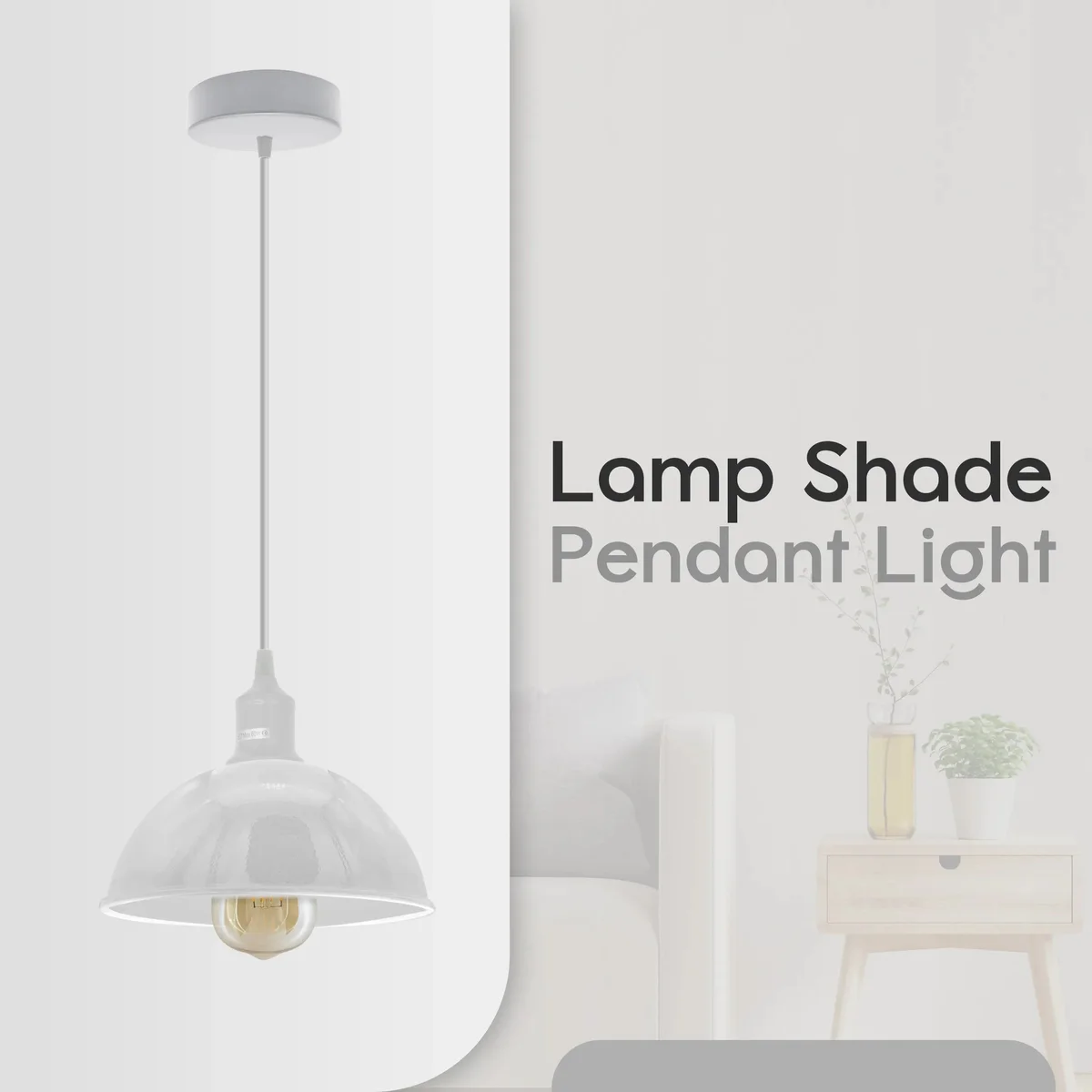 Modern industrial white adjustable pendant light with metal shade and 95cm cable hanging from ceiling