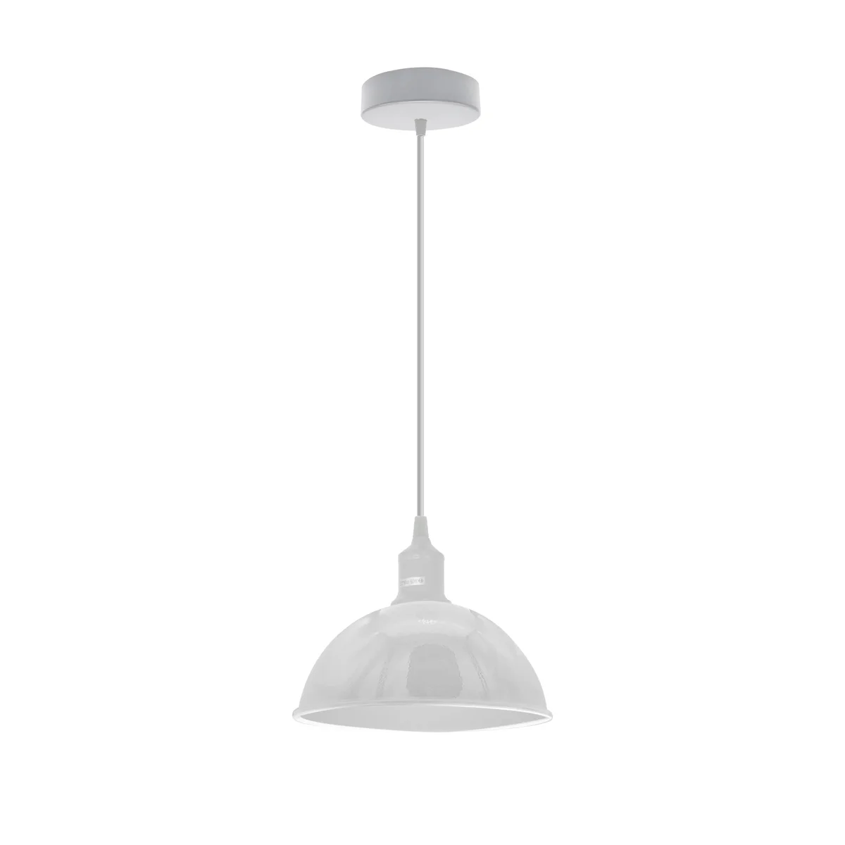 Modern industrial white metal pendant light with adjustable 95cm cable and E27 base, suitable for sloped ceilings