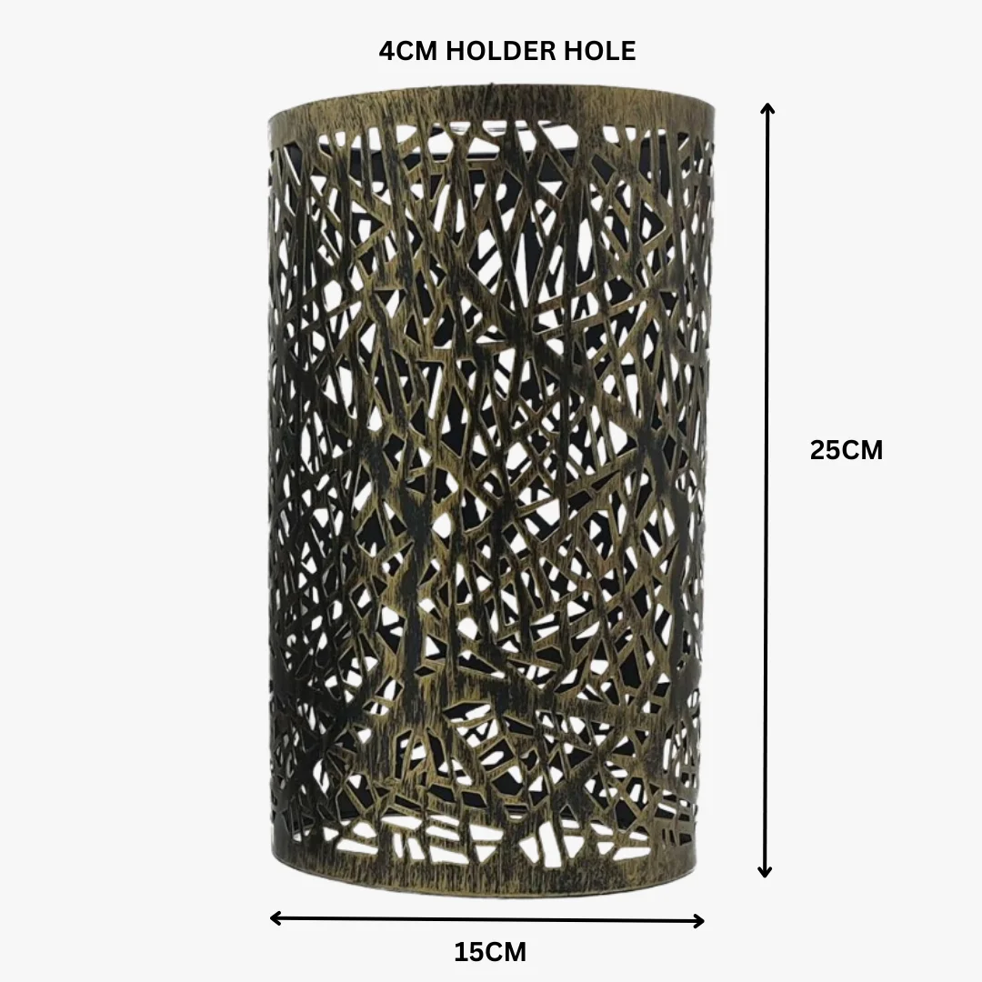 Drum style metal lamp shade in modern design, shown as an easy fit ceiling light with E27 base and cord pendant installation