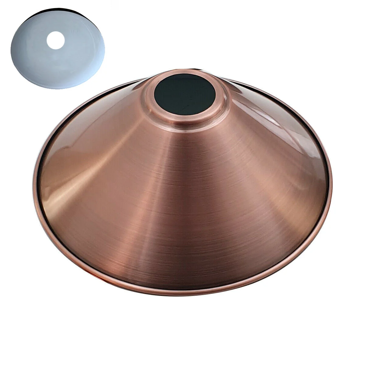 Copper metal ceiling light shade with easy fit design, industrial style, shown against a plain background