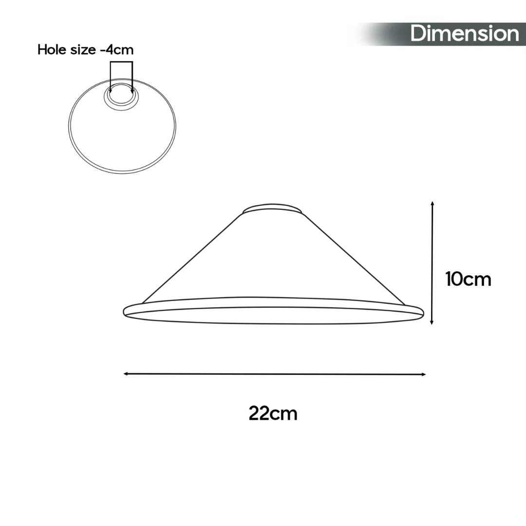 Orange metal cone pendant light shade with E27 easy fit lamp base, modern retro design, 22 cm diameter, indoor use only
