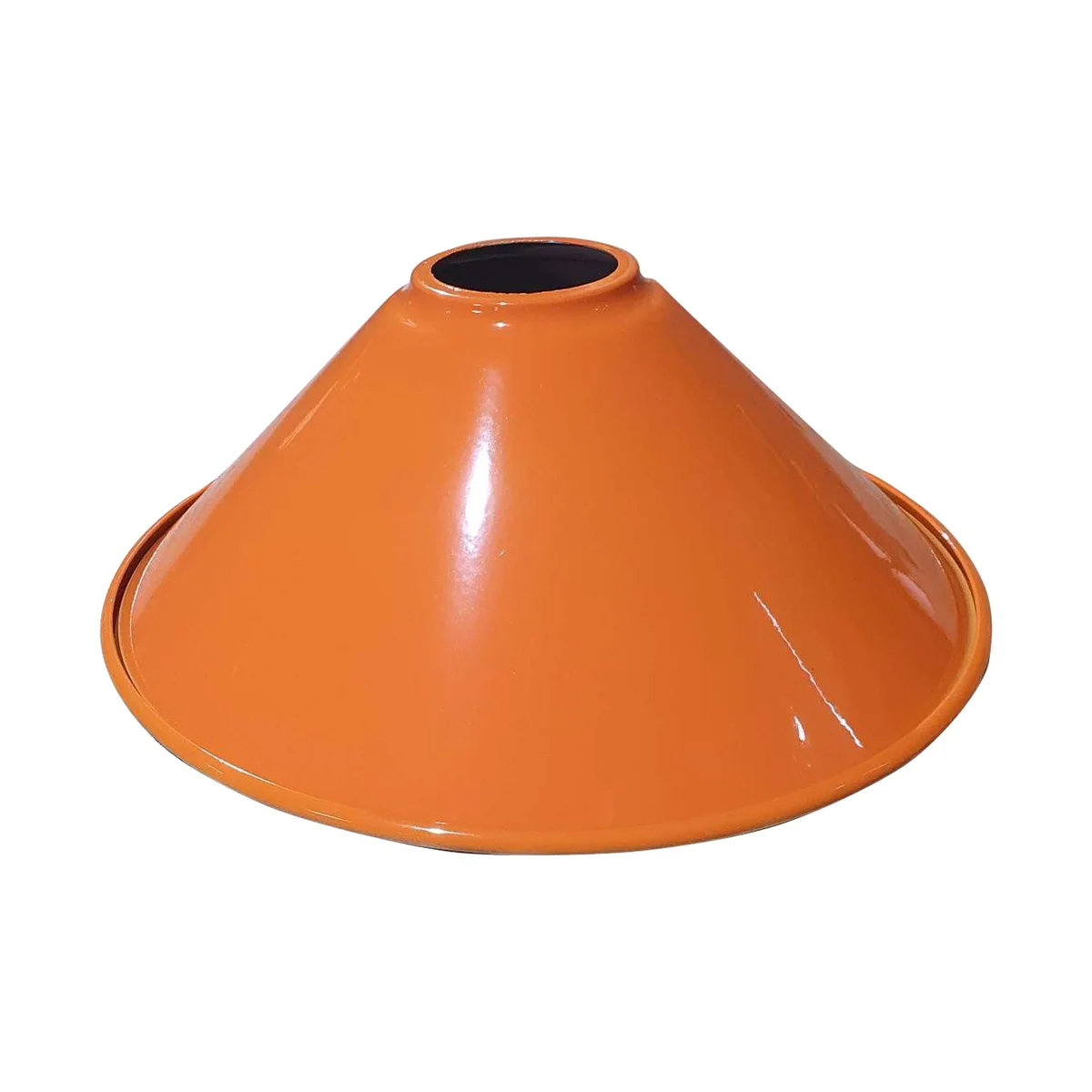 Orange modern cone light shade pendant with easy-fit metal design, suitable for E27 bulbs, 22cm diameter, 10cm height
