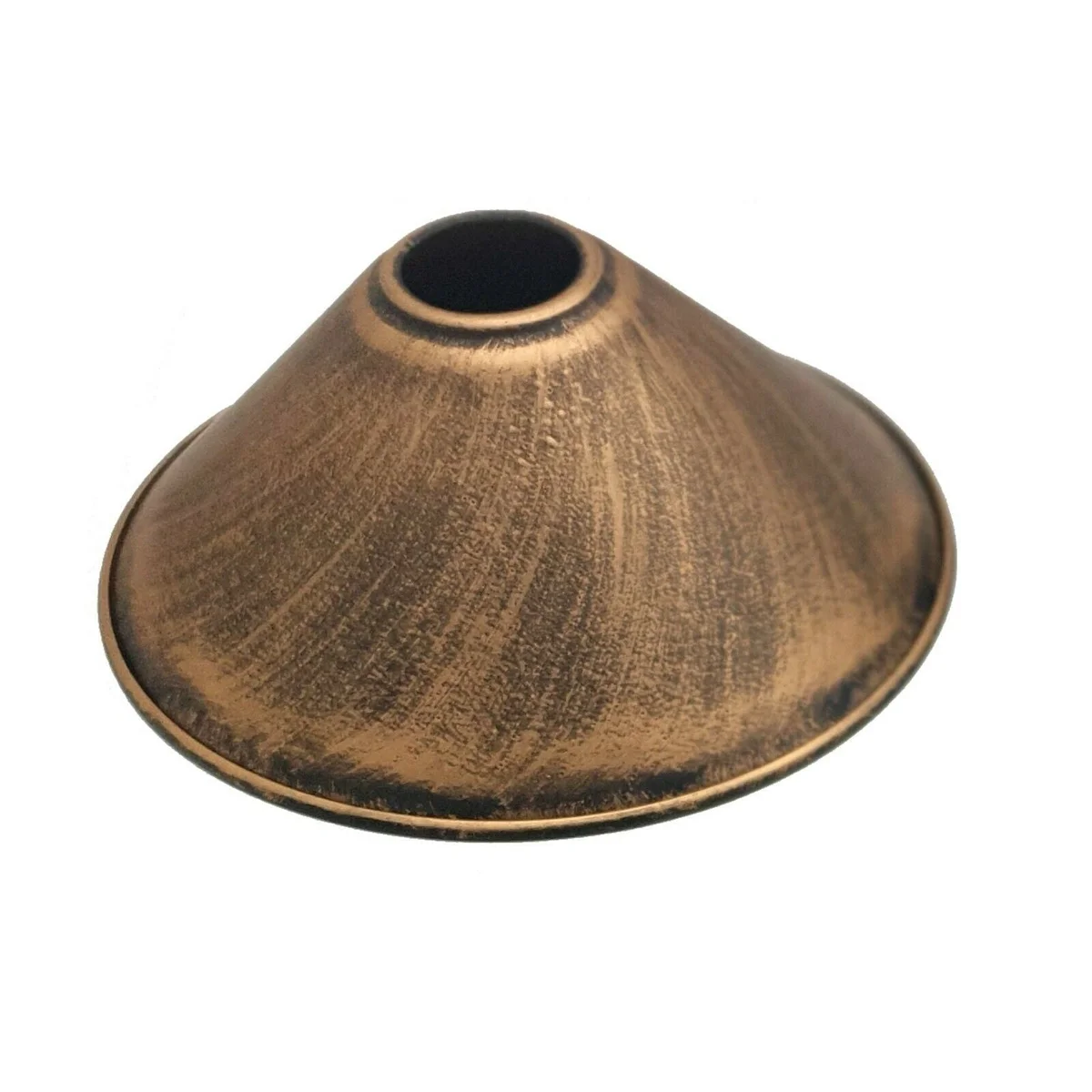 Brushed copper cone metal lampshade with E27 fit, rust-resistant, modern industrial design, 22cm diameter, 10cm height