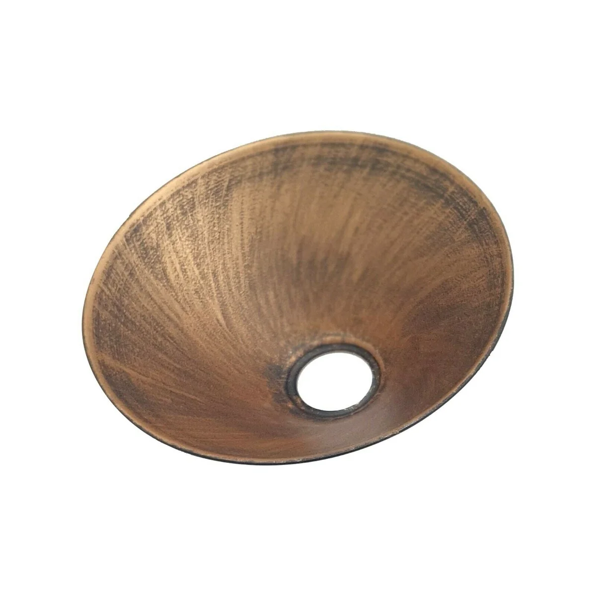 Brushed copper cone industrial pendant light shade with E27 fit, showcasing retro industrial design and metal finish