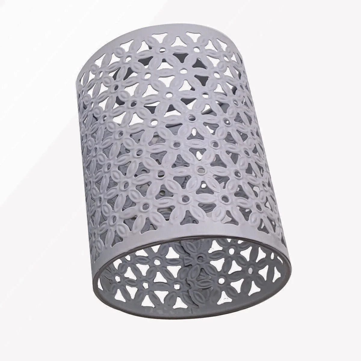 White metal drum wire cage industrial ceiling pendant lampshade with open design and sturdy finish, 13.5cm height, 12cm width