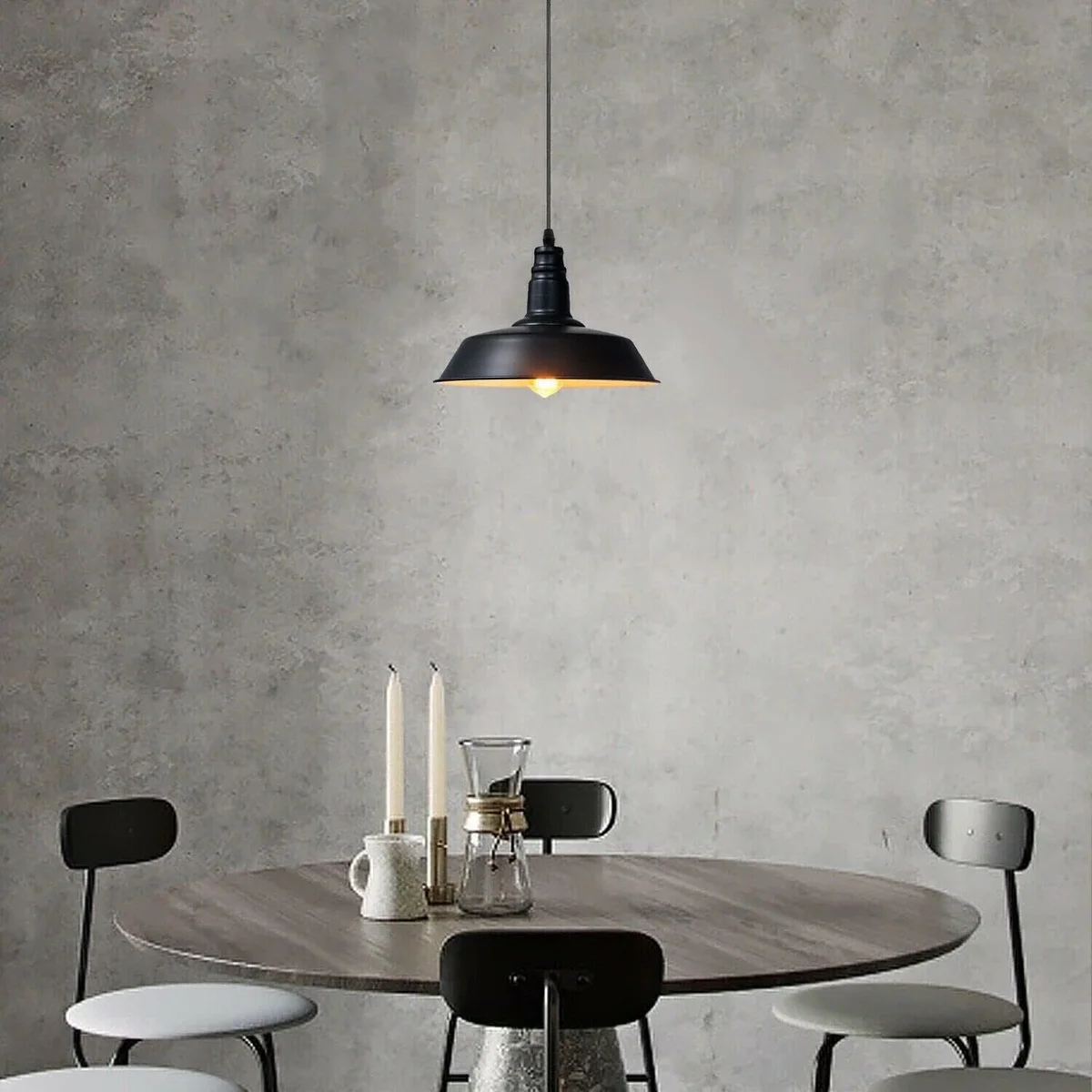 Modern 26cm ceiling light shade in metal with industrial concrete effect finish, ideal for UK home interiors
