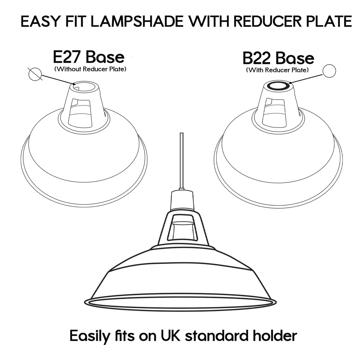 Brushed silver metal E27 lamp shade with barn-style dome shape, ideal for industrial and modern interiors, 30cm diameter