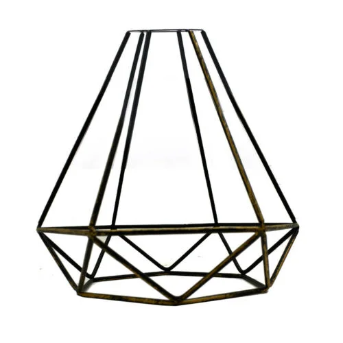 Vintage brass lamp cage with wire design and adjustable clamp for E27 sockets, weighing 206g