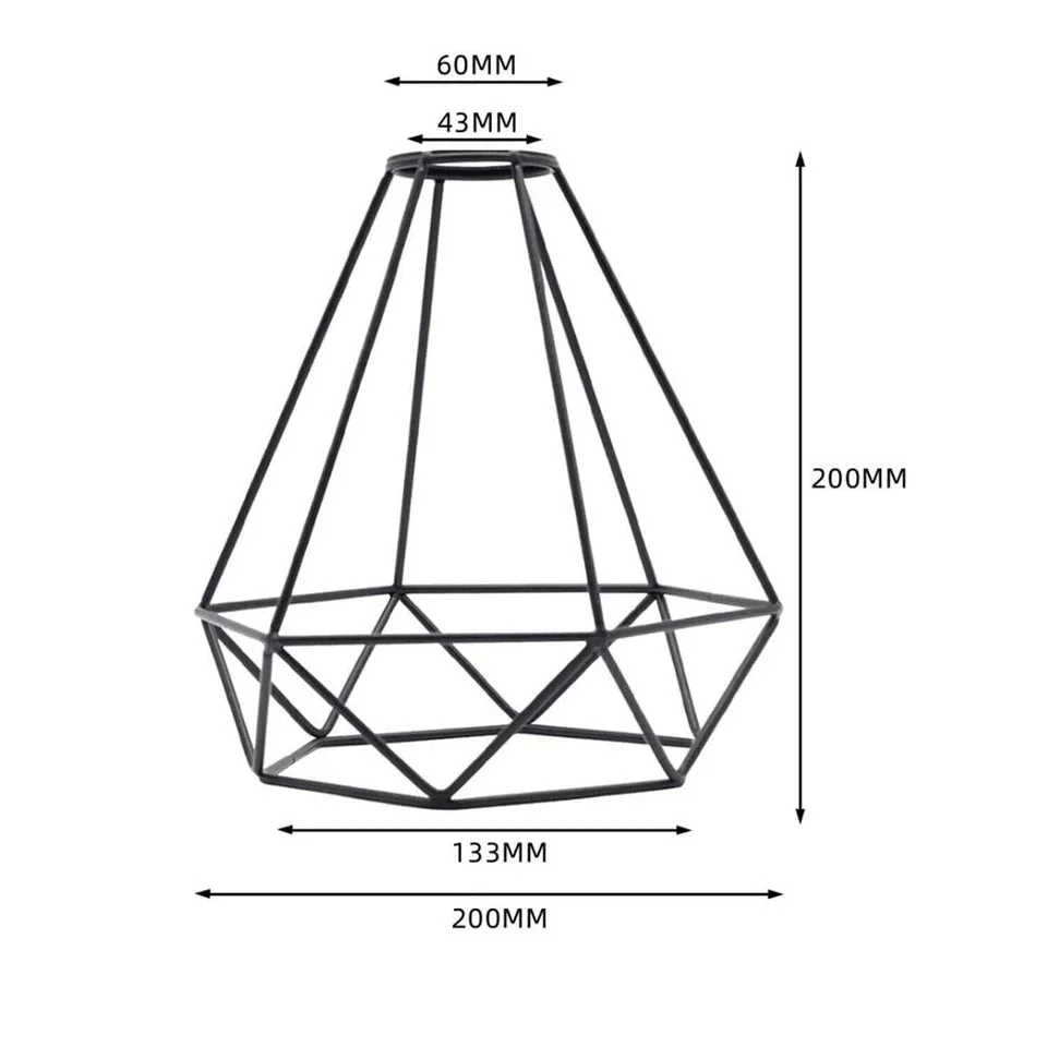 Vintage brass industrial lamp cage with adjustable clamp for E27 sockets, metal wire cage design weighing 206g