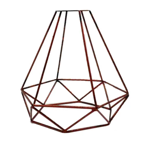 Rustic red metal wire lamp cage with adjustable clamp for E27 sockets, designed for industrial pendant lamps