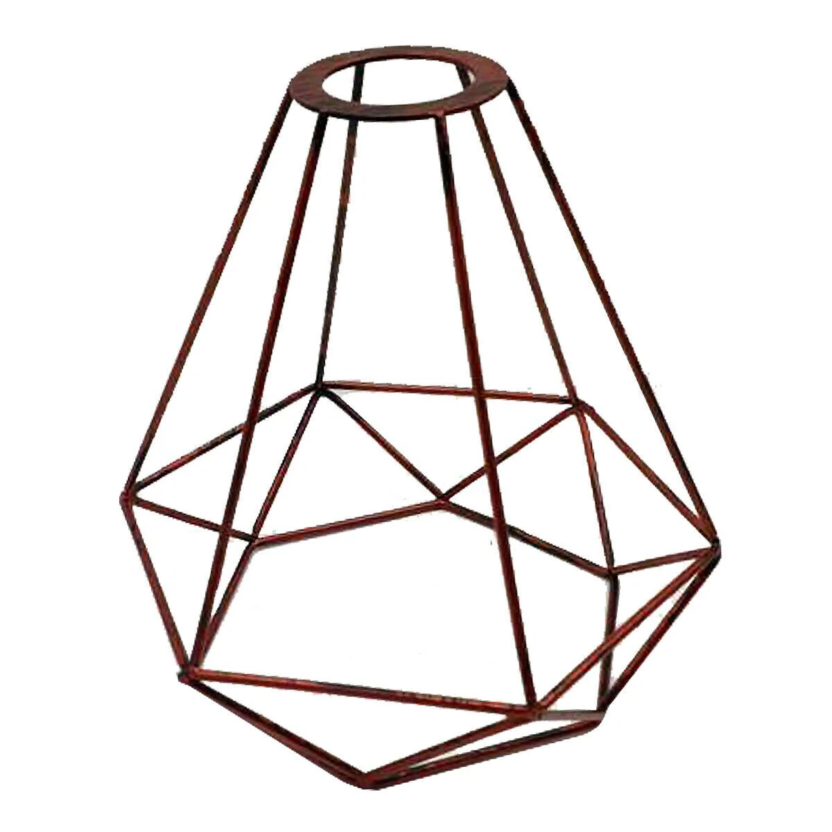 Rustic red lamp cage made of metal with wire design, easy fit for E27 sockets, industrial style pendant accessory