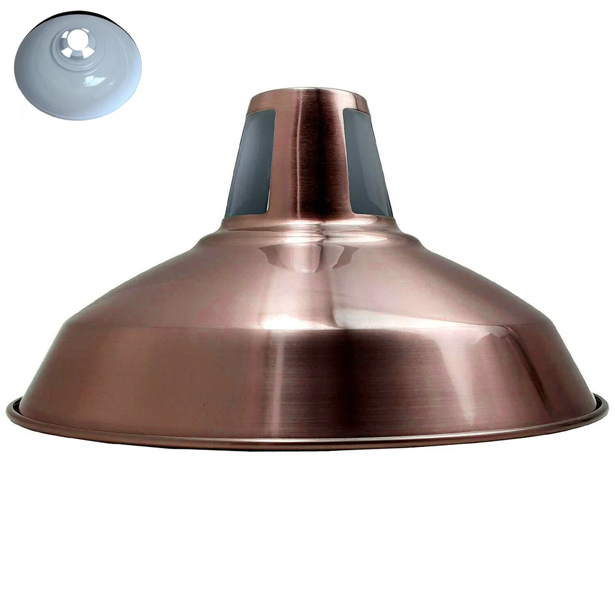 Barn-shaped metal shade in vintage style for industrial loft style lamp, 30cm wide, painted steel finish
