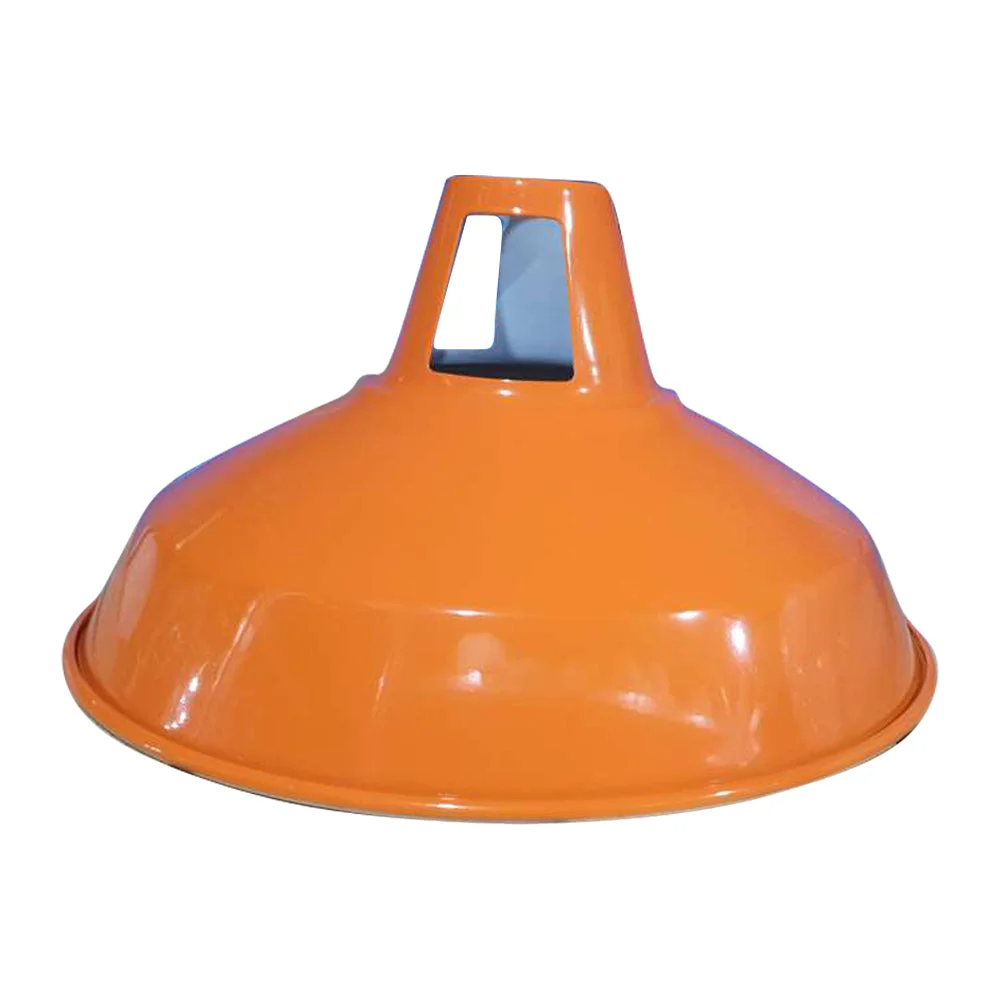 Orange slotted metal barn style pendant lamp shade with E27 fitting, retro industrial design, 30cm diameter
