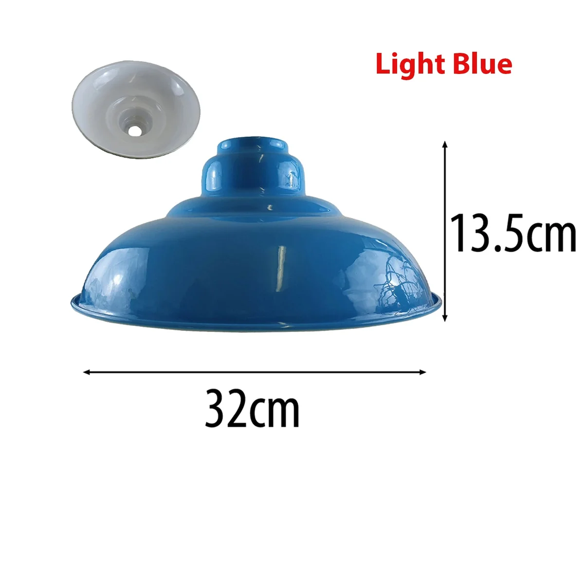 Curvy light blue metal lamp shade with gloss finish, easy fit light shade for pendant lights, modern design