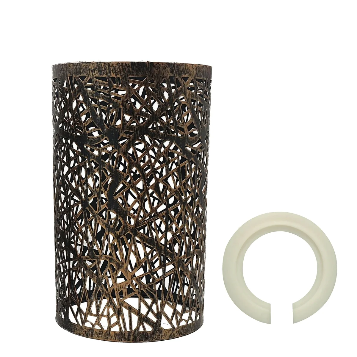 Modern industrial brushed copper lampshade with drum shape and metal construction, retro style, no wiring needed