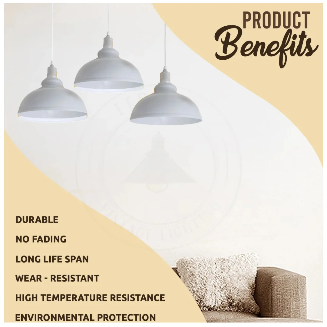 Modern white 3 way curvy ceiling pendant light with adjustable cords and metal shades, compatible with E27 bulb pendant bulbs