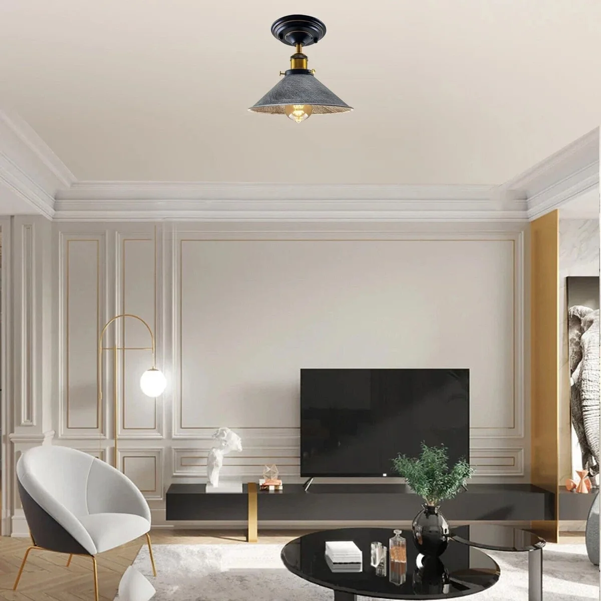 Brushed silver cone indoor metal lamp shade with E27 base, showing smooth brushed finish and compact design