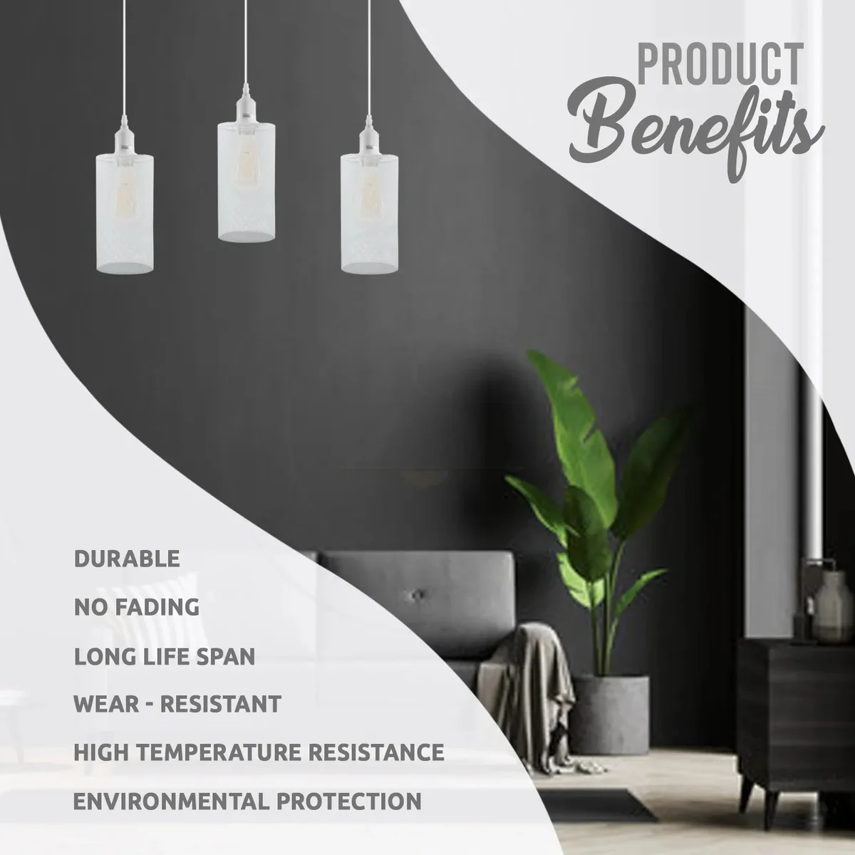 Three-bulb adjustable pendant light with metal cage shades and 95cm cords, vintage industrial style ceiling fixture