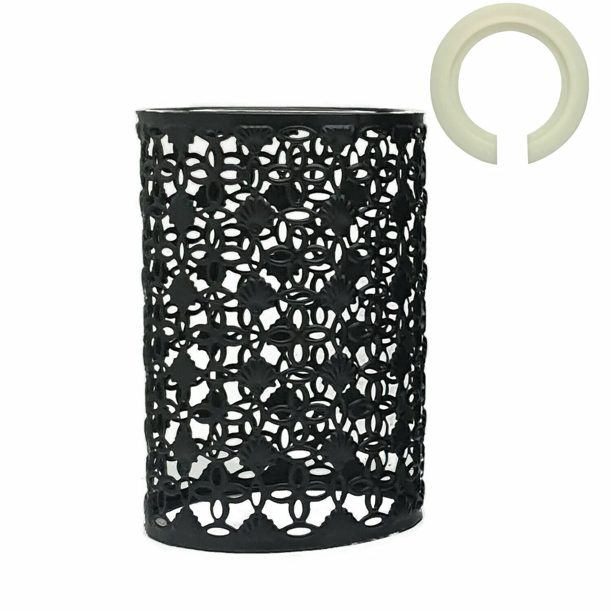Black metal wire cage lampshade with industrial drum design, easy fit for ceiling light sockets, 14cm wide