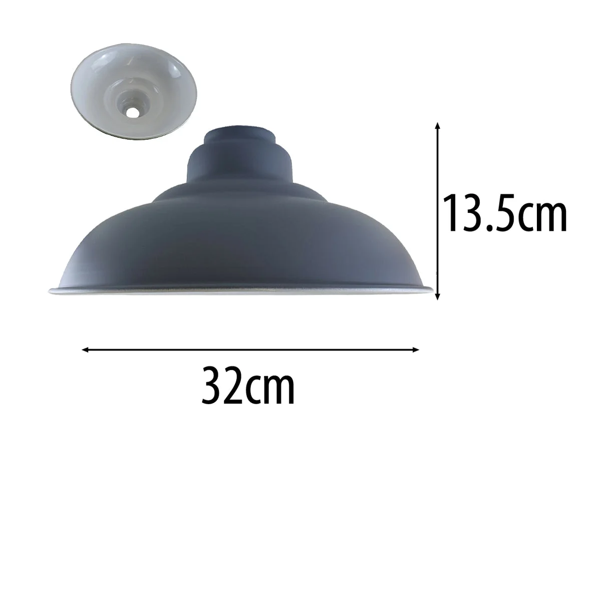 Modern grey ceiling light shade made of metal with a gloss finish, designed for indoor home lighting.