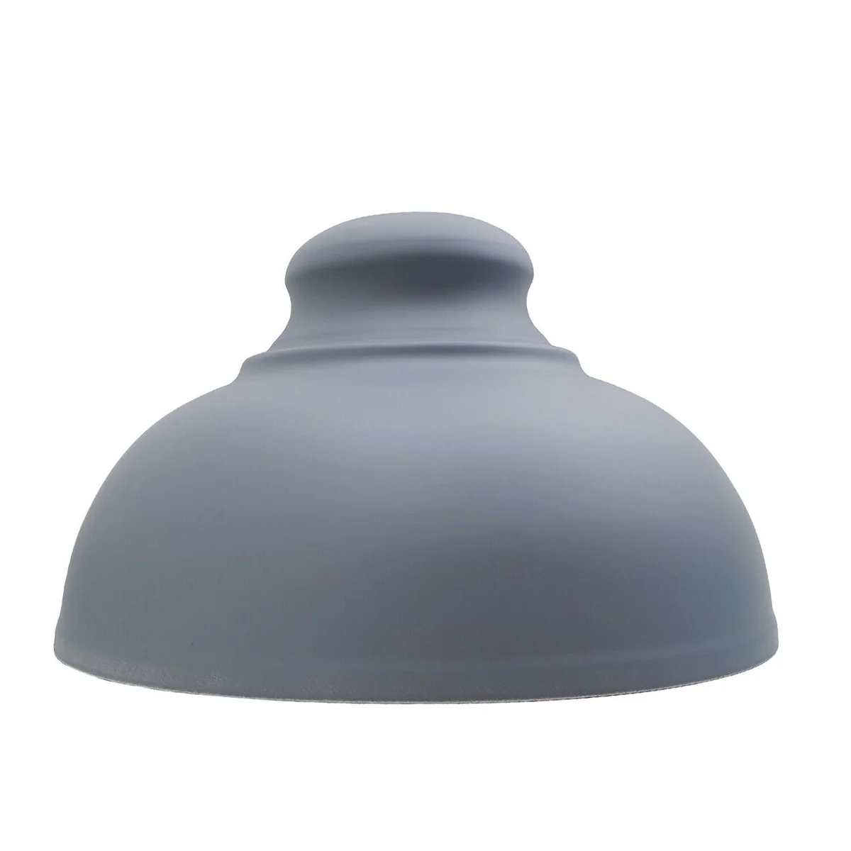 Grey metal easy fit ceiling shade with concrete effect finish and shade reducing ring displayed on white background
