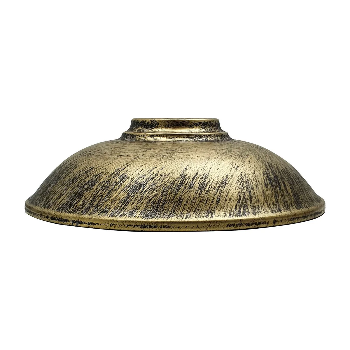 Green brass half round light shade with industrial concrete effect finish, 24cm wide, metal ceiling pendant accessory