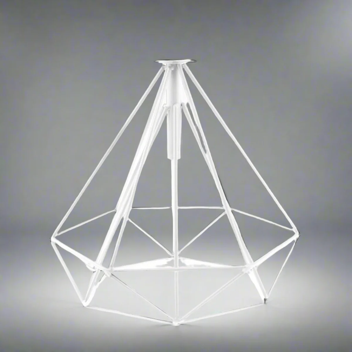 Geometric metal wire cage pendant light in painted gloss finish, easy fit for standard ceiling sockets, 260mm height