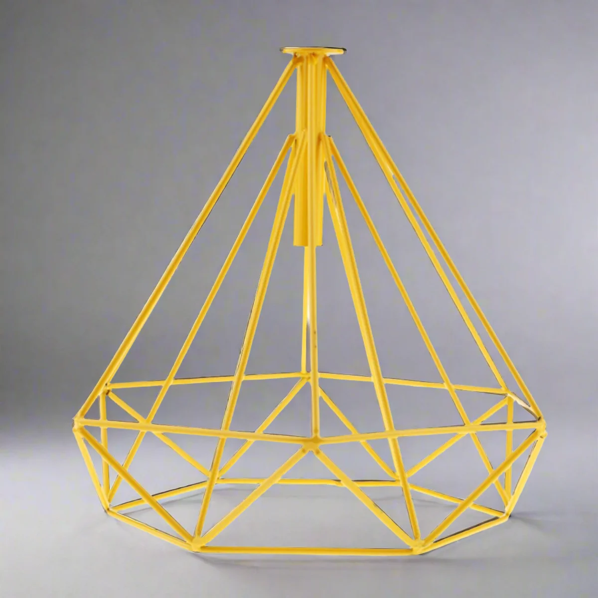 Geometric metal wire cage pendant light in painted gloss finish, designed as an easy fit ceiling light fixture