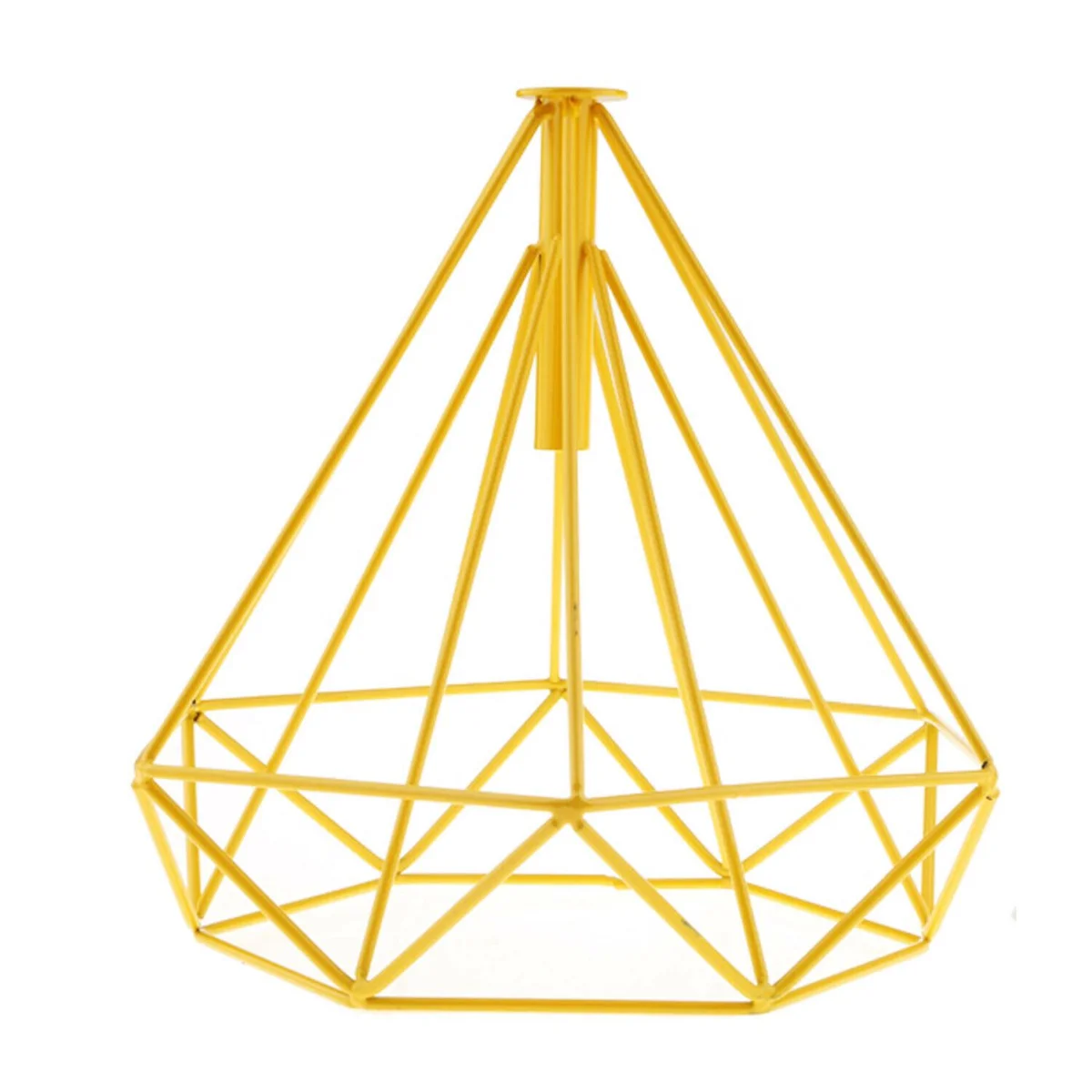 Geometric painted gloss lampshade wire cage pendant light with metal frame, 260mm height, 250mm diameter, no bulb included