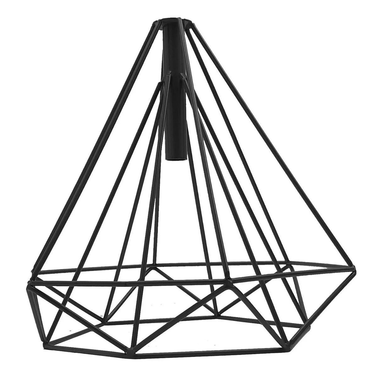 Glossy painted metal wire cage pendant light with geometric design, easy fit for standard ceiling sockets, no bulb included