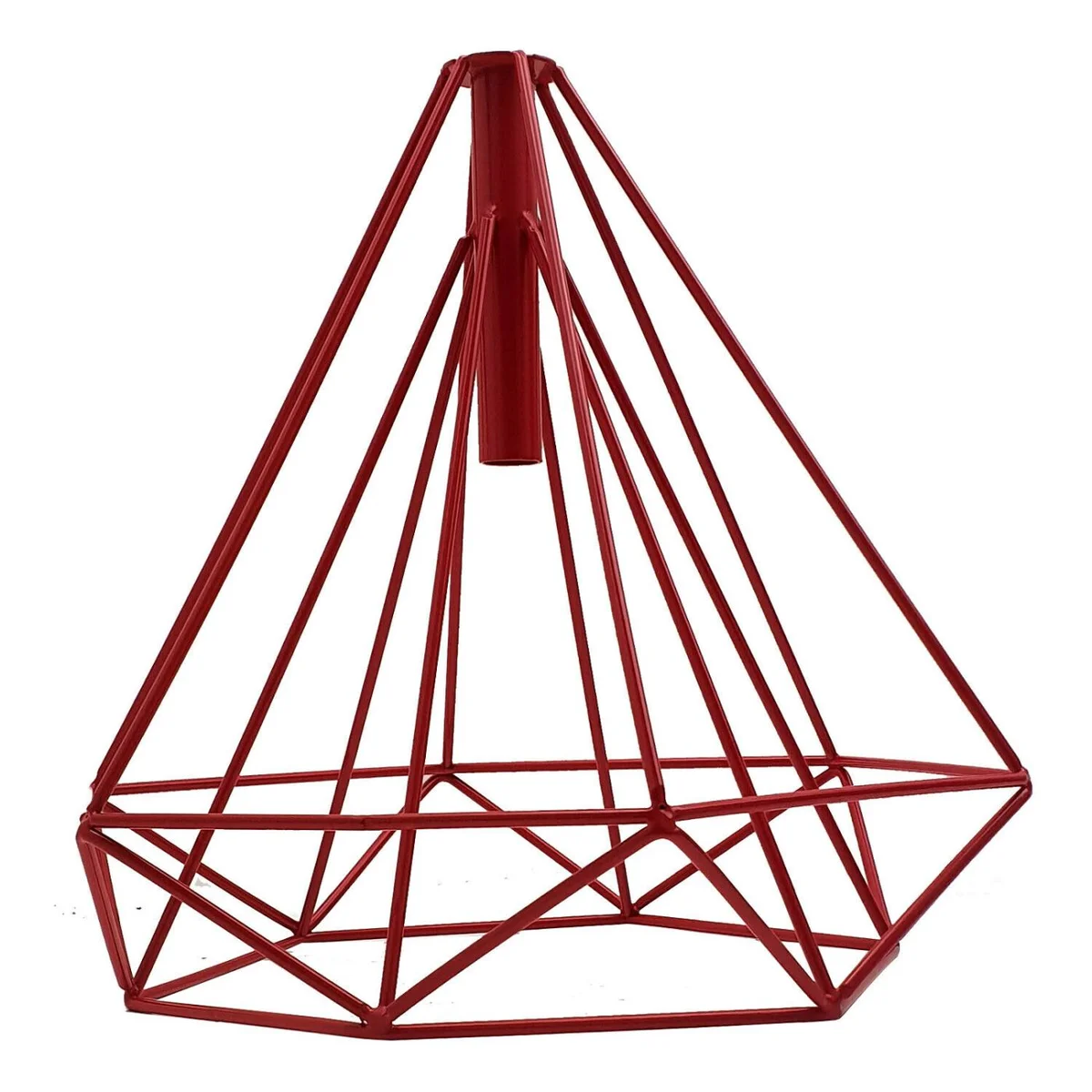 Glossy painted metal geometric wire cage pendant light designed for easy fit with standard ceiling socket, no bulb included