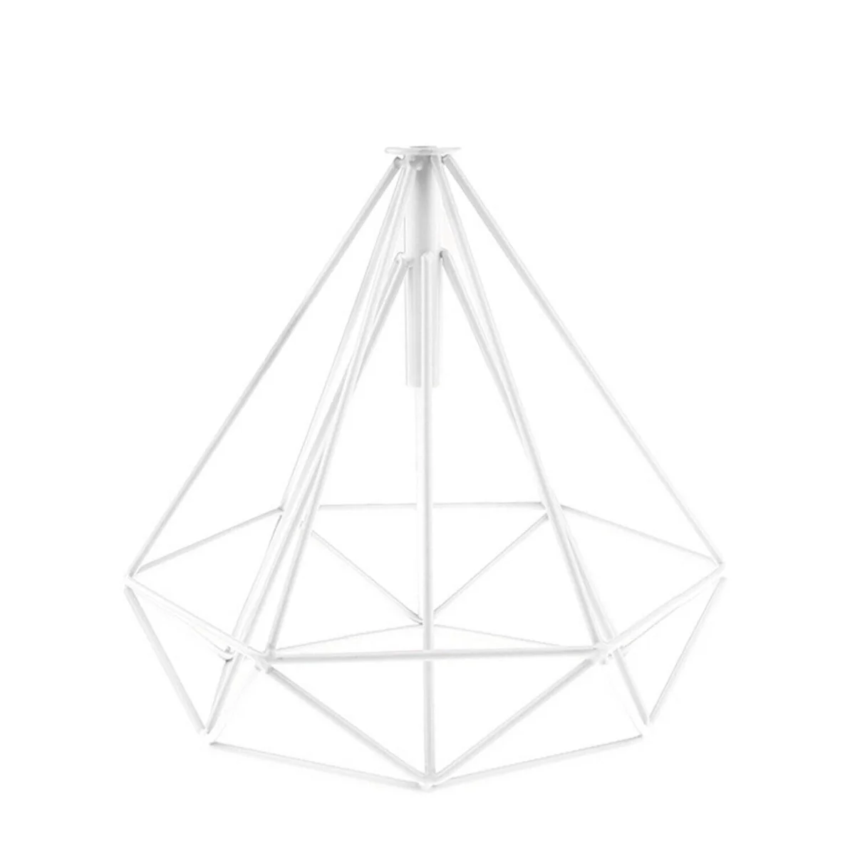Glossy painted metal wire cage pendant light with geometric design, easy fit for standard ceiling sockets, no bulb included