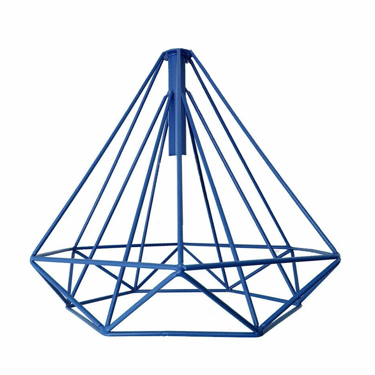 Blue diamond wire cage easy fit pendant lampshade in polished metal, 26cm height, 25cm width, ceiling mount design