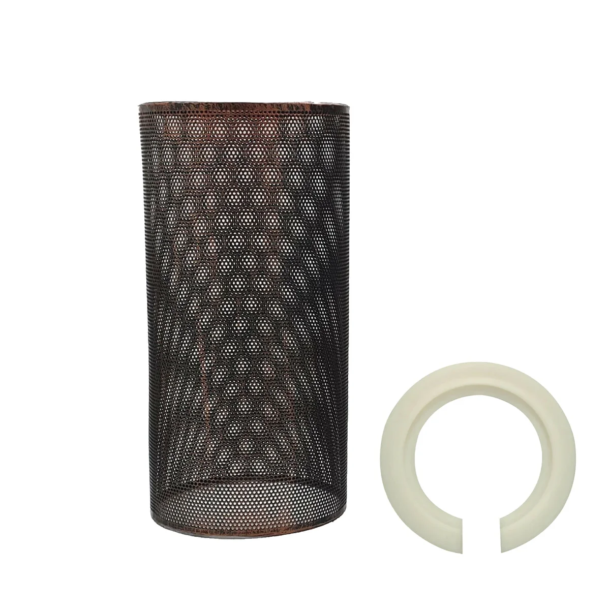 Rustic red metal drum lampshade with cage design for easy fit indoor pendant lighting in industrial style