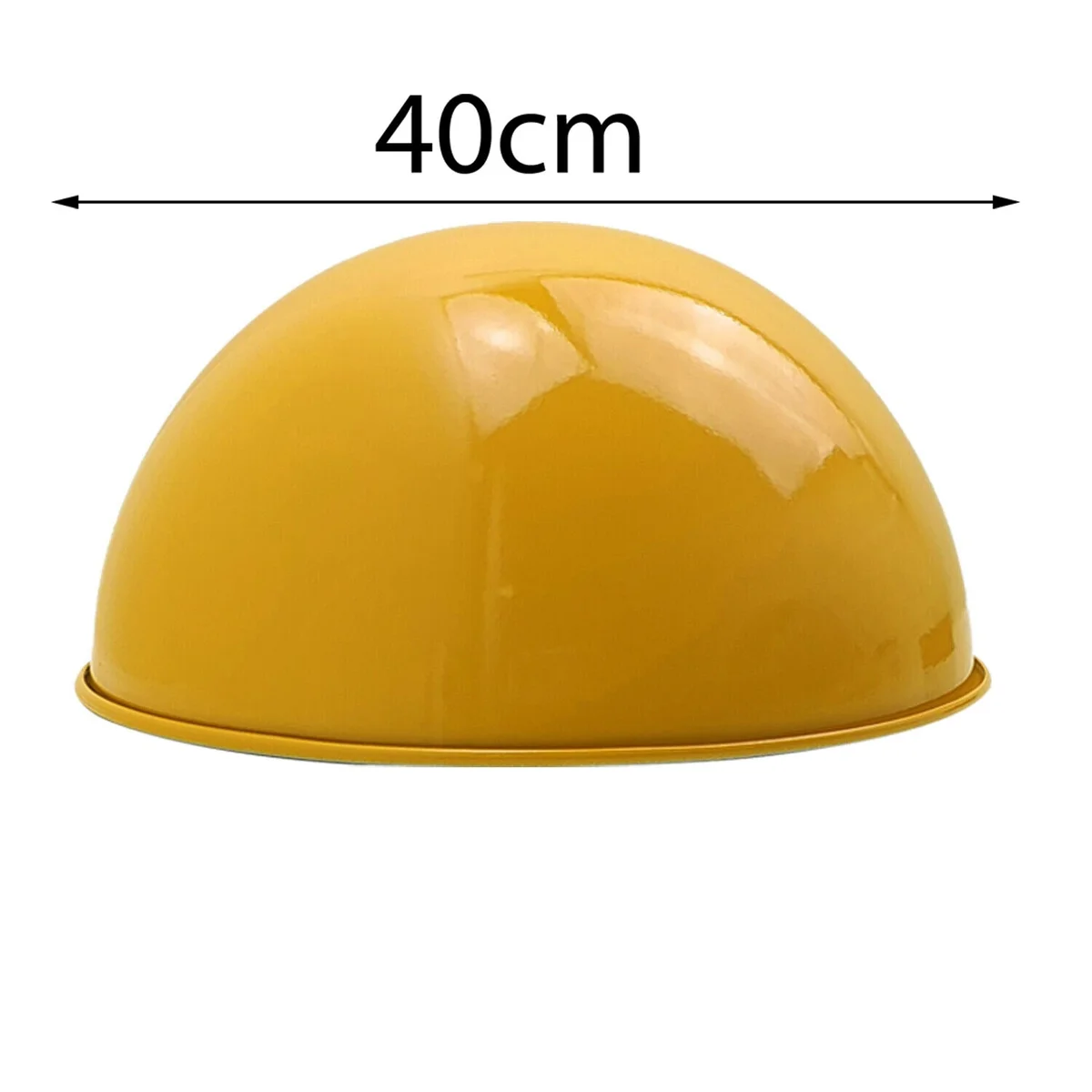 Yellow iron pendant light shade with dome shape and brushed nickel finish, angled for sloped ceiling installation