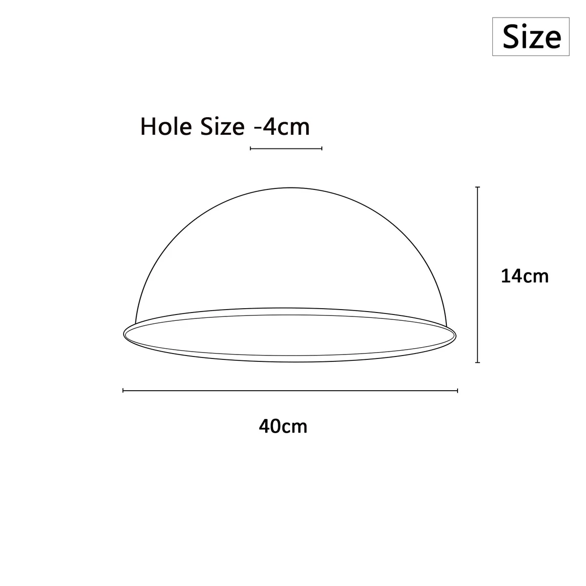 Modern white metal pendant light shade with dome shape, 40cm wide, suitable for indoor ceiling installation