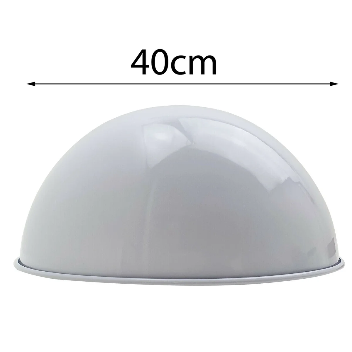 Modern dome-shaped white indoor lampshade with metal construction and smooth white inner surface, 40cm wide ceiling pendant shade