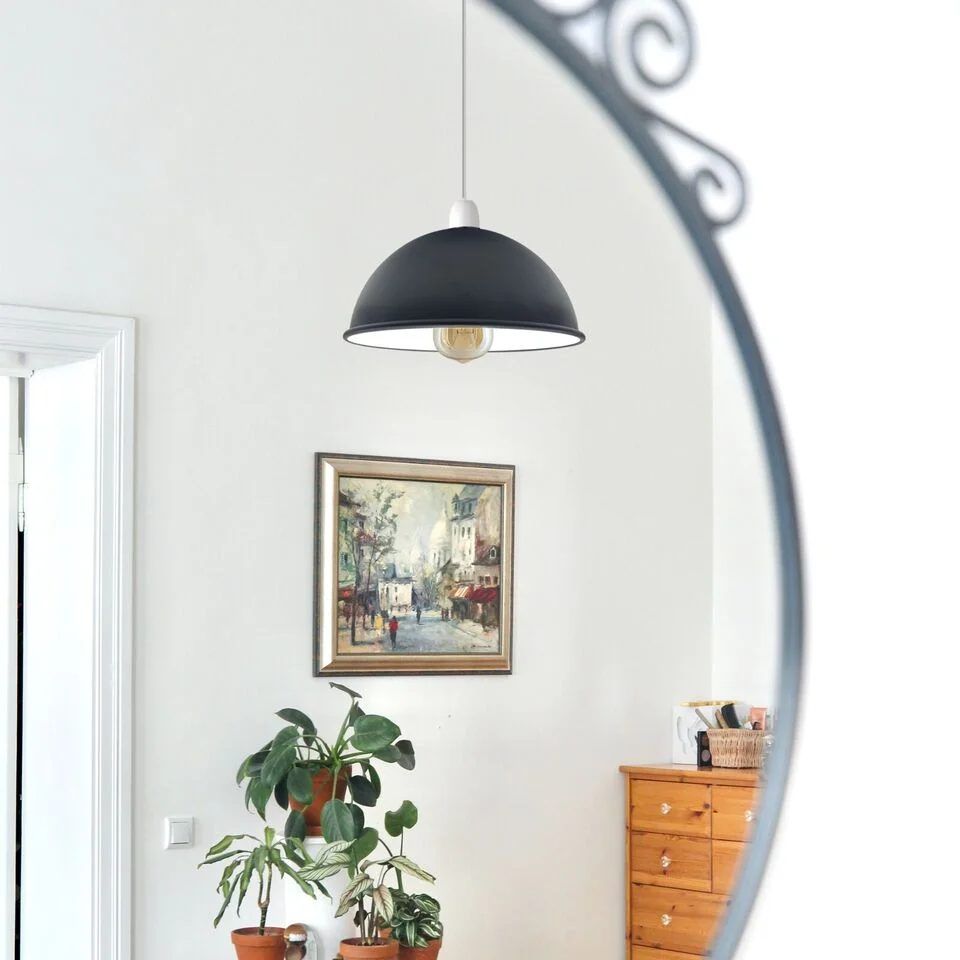 Large 40cm modern dome-shaped metal ceiling pendant light shade with white inner, suitable for indoor use