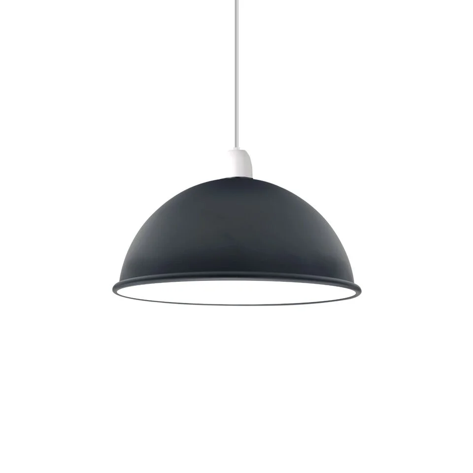 Modern dome pendant shade in white metal with 40cm diameter, designed for indoor ceiling lighting fixtures