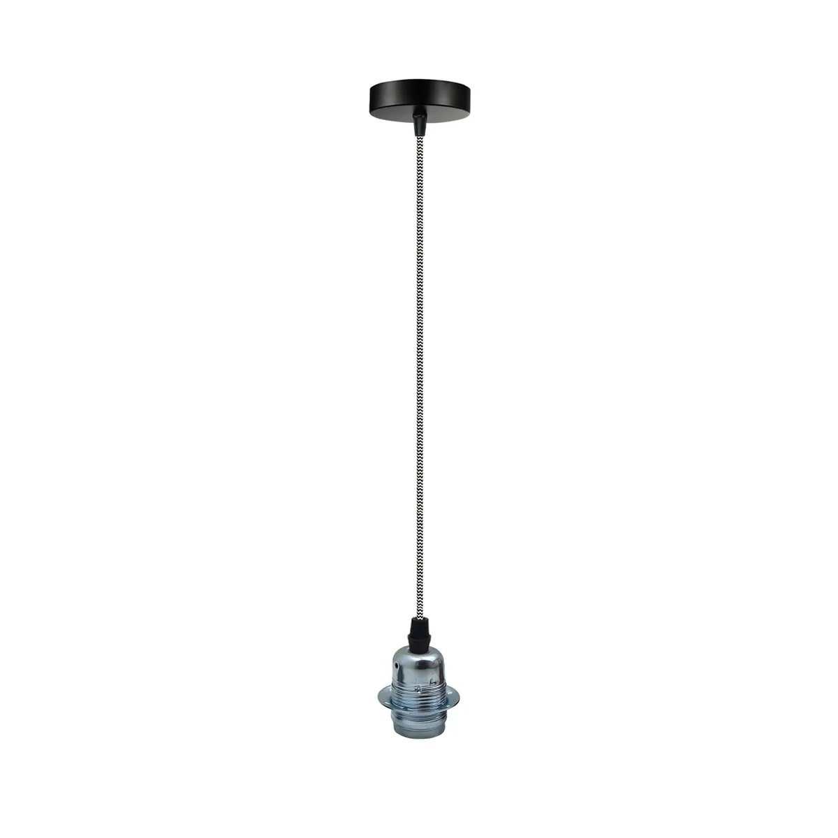 Sleek chrome pendant with E27 lamp holder and 2m cable, dimmable ceiling light for indoor use, vintage style