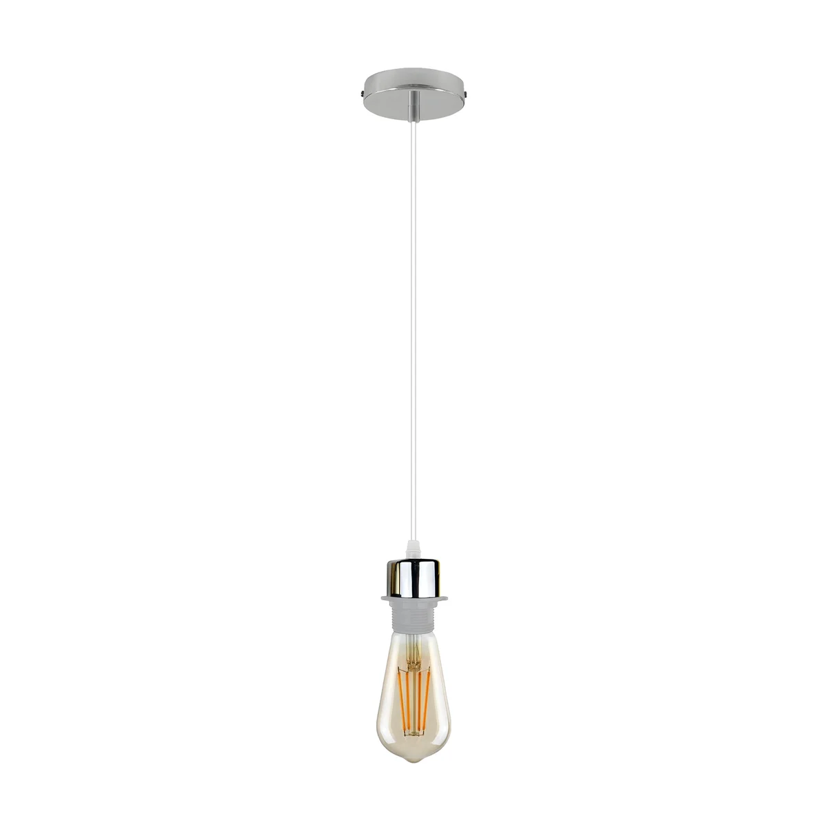 Metal pendant lamp holder with 95cm adjustable cable and ceiling rose, designed for E27 bulbs, vintage style, indoor use