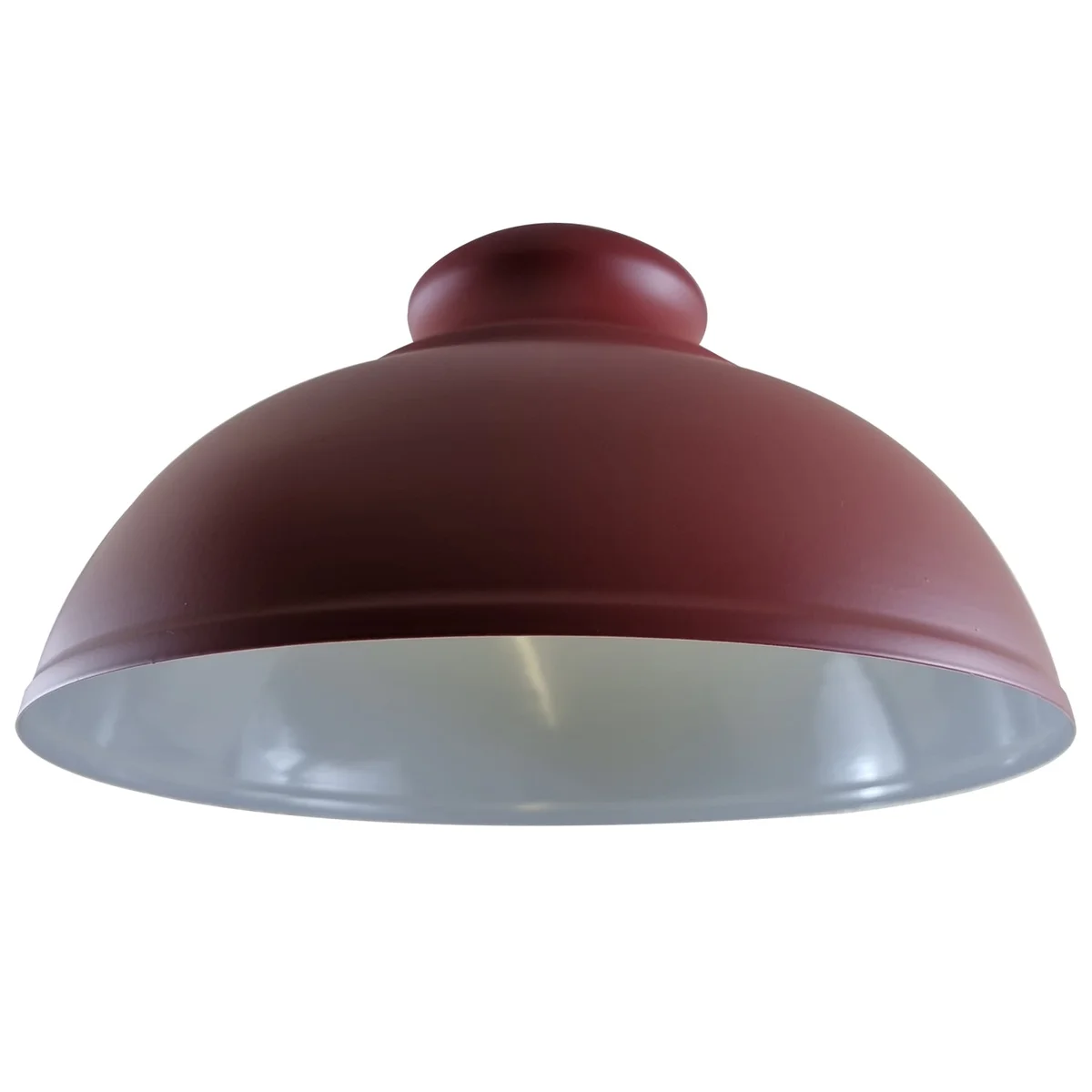 Curvy vintage burgundy metal E27 lamp shade with retro-industrial design, suitable for indoor ceiling lights