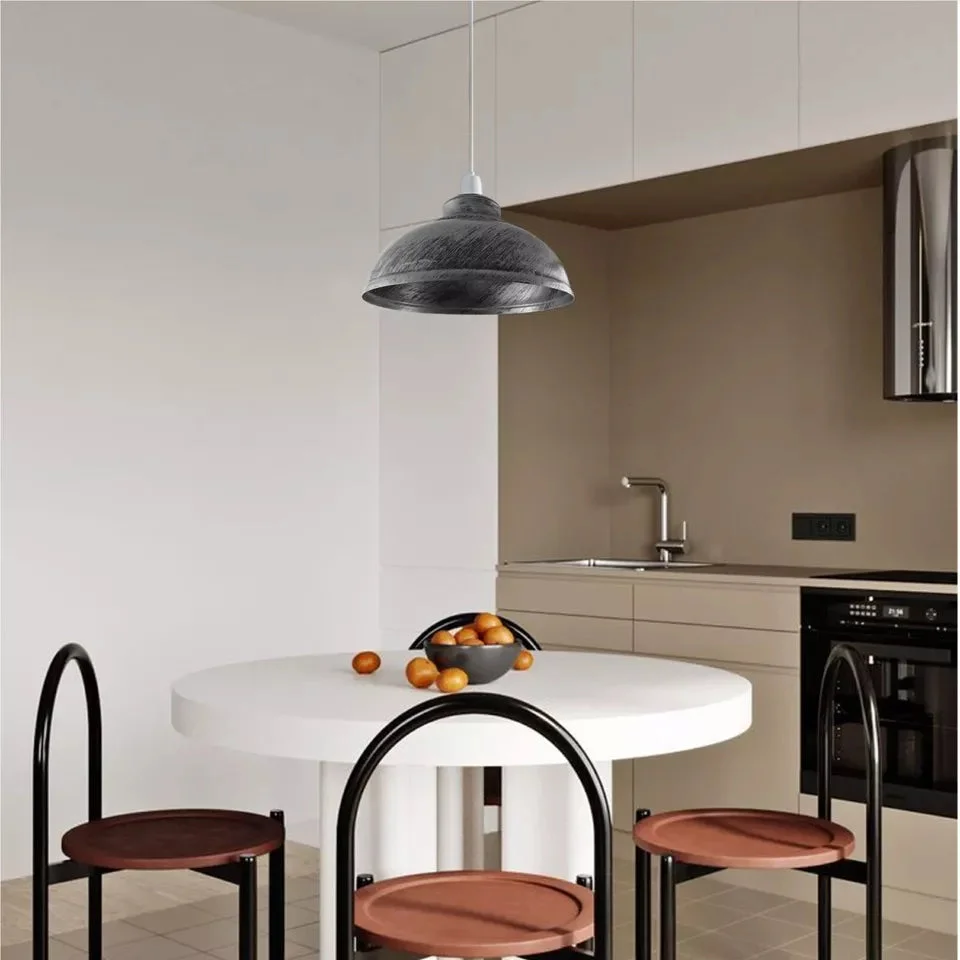 Curvy metal retro ceiling pendant light shade in vintage style, 29cm diameter, suitable for E27/B22 bulbs indoors