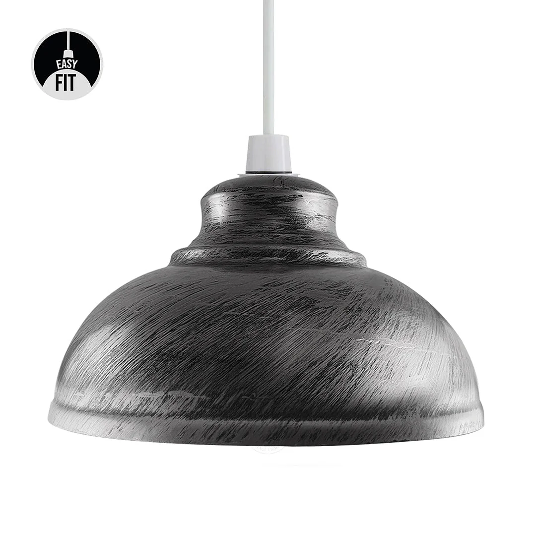 Curvy metal retro ceiling pendant light shade in vintage style, 29cm diameter, easy fit for E27/B22 bulbs indoors